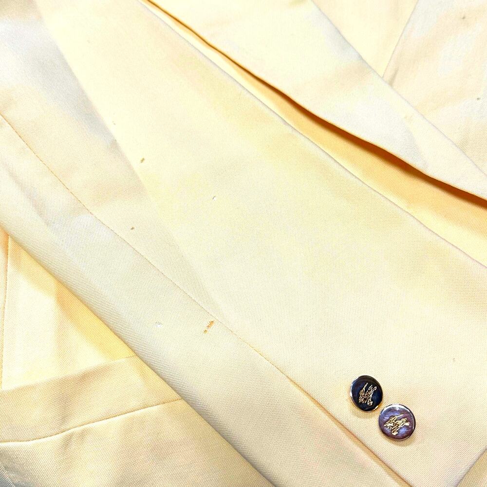 Burberry's VINTAGE '70s L Butter Yellow Gold Button Double Breasted Wool Blazer - Picture 11 of 11